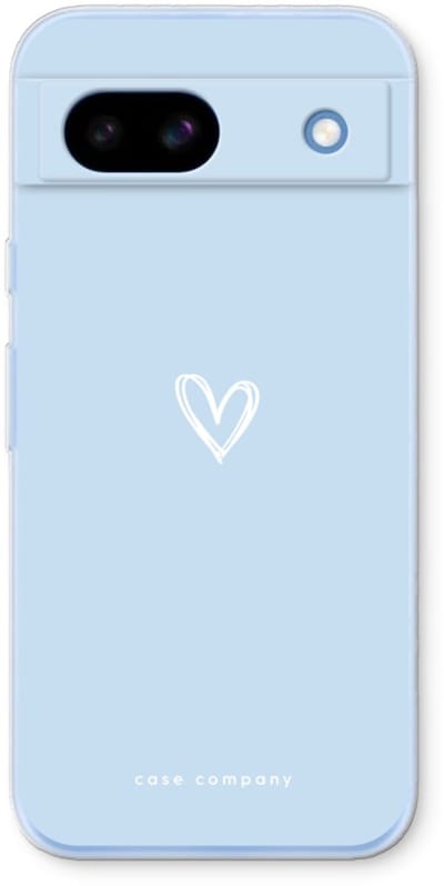 Case Company® - Hoesje geschikt voor Google Pixel 8a hoesje - Klein Hart Blauw - Soft Cover Telefoonhoesje - Bescherming aan alle Kanten en Schermrand
