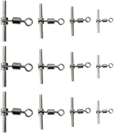 Dailygoody - Vistuig Swivels - 3-Weg T-Vormige Brass - Voor Zoet en Zout Water - Sterke Vistuigen - Geschikt voor Visserij - Kleur: Goud