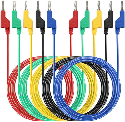 5-delige Set Zachte Siliconen Testkabels met 4mm Banaanstekkers voor Multimeter, 1000V/15A
