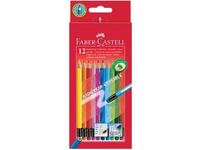 Kleurpotlood Faber Castell uitgumbaar etui à 12 stuks doos met 5 stuks