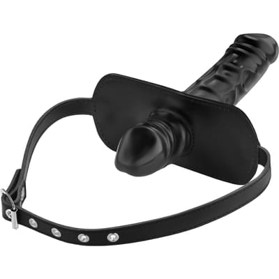 Rimba - Gag - Mondknevel Met latex dildo aan Binnenkant (4 x 6 cm) En buitenkant (4 x 13 cm)