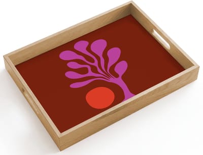 Dienblad hout 40x30 cm - Schootdienblad - Boom - Paars - Cirkel - Vloeiend - Borrelplank rechthoek - Plateau dienbladen