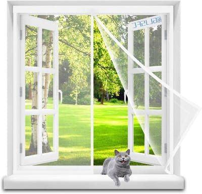 Horraam Magnetisch - Muggenhor Raam - Buitenhouden Insecten - Automatisch Sluitend - 90x155cm - Wit
