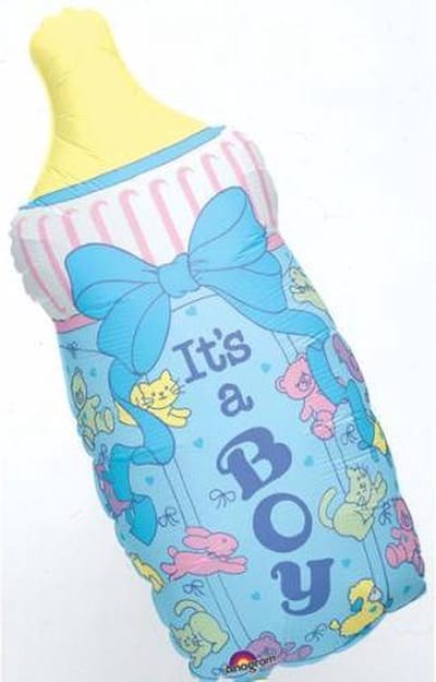 folieballon - fles geboorte jongen 74cm papfles