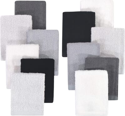 12x Zachte Baby Washandjes Bamboe Katoen (Zwart Wit) - Ideaal voor Babys Huid