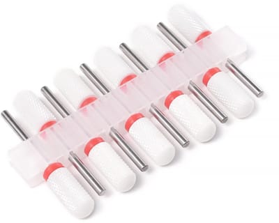 10 Stks Keramische Nail Boren voor Elektrische Vijl Barrel Hoofd Bits voor Gel Polish Verwijdering Acryl Nagels Cuticula Care & Pedicure 3/32 ''Schacht Manicure Tools (Fijn