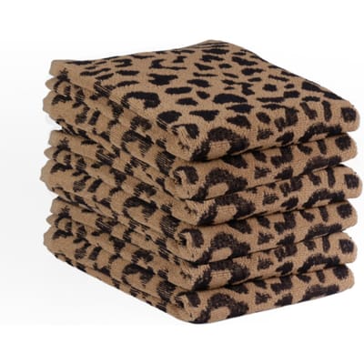 DoubleDry Luxe Keukenhanddoeken Set - 6 Stuks - 50x50 cm - 100% Katoen - Hoge Absorptie & Duurzaam - Luipaard, Beige
