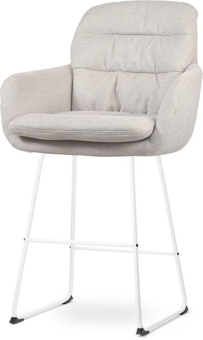 Nolon Nino-Mia Barkruk Beige - met Armleuning - Wit Onderstel - 65 cm - Kookeiland - Barkruk met Rugleuning
