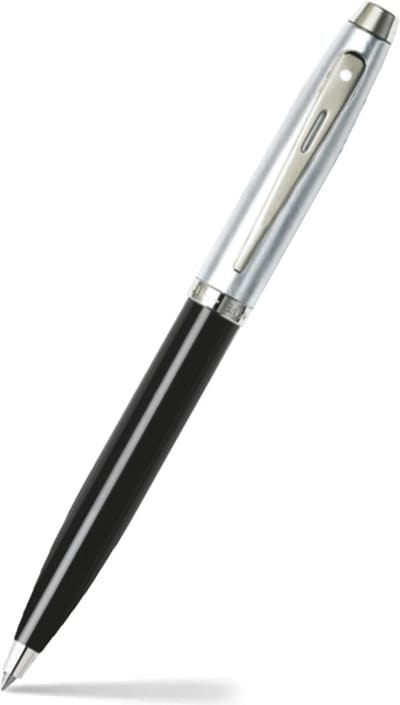 Sheaffer balpen - 100 E9313 - Glossy black barrel brushed chrome cap nickel plated