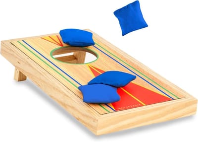 Desktop Cornhole - Zitzakken spel - Kantoor vermaak - Inclusief houten plank - 1.0 Aantal - Bruin