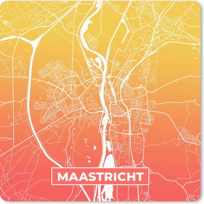 Muismat 20x20 cm - Mousepad Stadskaart - Maastricht - Geel - Oranje - Muismatten