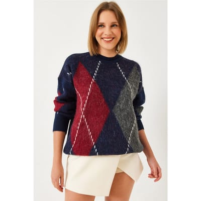 Oversized Sweater met Diamantprint