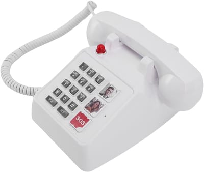 Vaste Telefoon - Grote Knoppen Telefoon - Eenvoudig Bellen - Visuele Belindicator - 2 Gezinscontacten - Wit