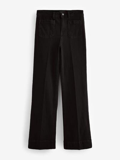 Next - Dames - Jeans met wijde pijpen en opgestikte zakken - Zwart