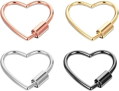 SnelShoppen - 4Pcs 3x3CM Hartvormige Carabiner Sleutelhangers Multi-Kleur Metaal Schroefsluiting Sleutelhangers voor DIY, Kamperen, Reizen en Feesten