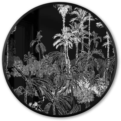 Poster in lijst Rond - Fotolijst 60x60 cm - Posters - Palm - Jungle - Tropical - Ronde posterlijst zwart - Decoratie - Wanddecoratie woonkamer - Muurdecoratie slaapkamer