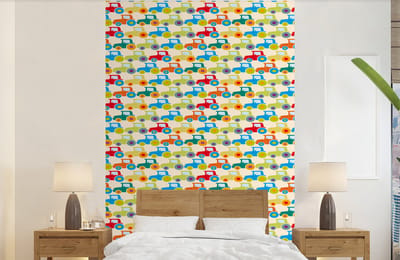 Behang - Fotobehang Patronen - Trekker - Kleuren - Jongetje - Jongens - Kinderen - Kids - Breedte 140 cm x hoogte 220 cm