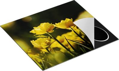 Chefcare Inductie Beschermer Gele Tulpen - Bloemen - 60x50 cm - Afdekplaat Inductie - Kookplaat Beschermer - Inductie Mat