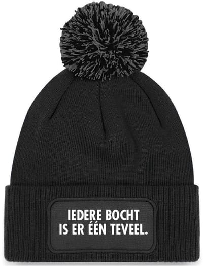Iedere bocht is er één teveel wintermuts zwart met pompoen | wit - soBAD. | Wintersport | Après ski outfit Warme Muts voor Volwassenen | Heren en Dames Beanie