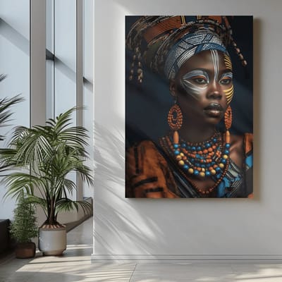 Canvas Schilderij - Portret-van Afrikaanse Vrouw - Foto Op Canvas - 60x40x2 cm