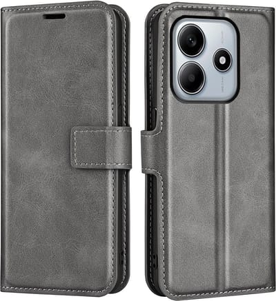 Coverup Hoesje - Geschikt voor Xiaomi Redmi Note 14 5G Hoesje - Coverup Deluxe Book Case - Grijs