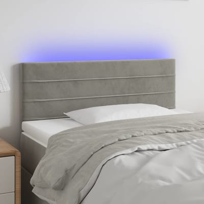 vidaXL - Hoofdbord - LED - 100x5x78/88 - cm - fluweel - lichtgrijs