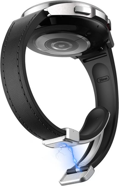 Hybride siliconen-leren bandje - geschikt voor Samsung Galaxy Watch 7 / Watch 6 / Watch 6 Classic / Watch 5 / Watch 5 Pro / Watch 4 / Watch 4 Classic / Watch FE - zwart