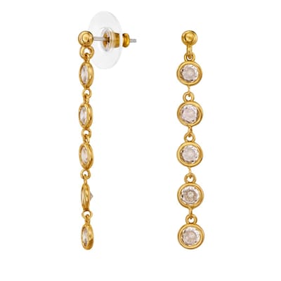 Traveller Oorhangers - Oorbellen Dames - Goud - Zirconia - Ø 4 mm - 22kt Verguld - 40x4 mm - 157762