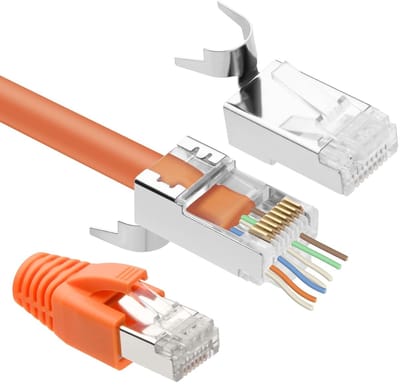 RJ45 Plug Cat7 - 10 Stuks - Oranje met Buigbescherming - Ideaal voor Ethernet Installatie - SnelShoppen