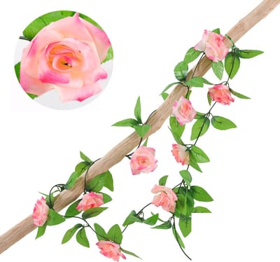 Bloemenslinger Rozen Fiets Roze - Stijlvolle Bloemenstreng voor Fietsmand of Stuur - 220 CM Bloemen - Plastic Kunstbloemen Fiets Slinger