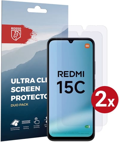 Rosso Screen Protector Geschikt voor Xiaomi Redmi 15C | Ultra Clear Duo Pack | TPU Folie | Case Friendly Beschermfolie | 2 Stuks