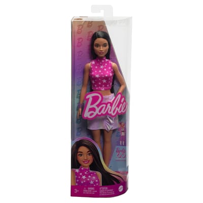 Barbie pop fashionista - modepop roze trui donker haar speelgoed.
