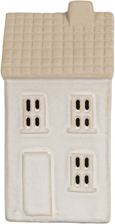 Clayre & Eef Decoratie Huis met LED 6x5x11 cm Beige Keramiek