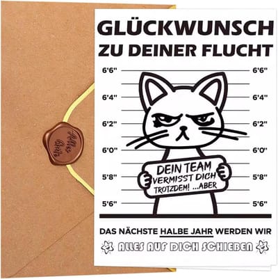 Funny farewell card voor collega's - A6 - kaart voor pensioen - grappige afscheidkaart - cadeau-idee voor collega's om afscheid te nemen
