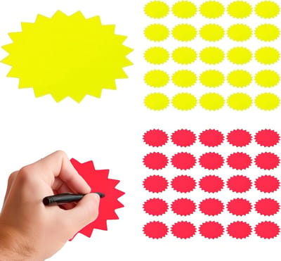 50 Stuks Fluorescente Papieren Labels, Lege Prijslabels voor Winkels, Supermarkten en Markten