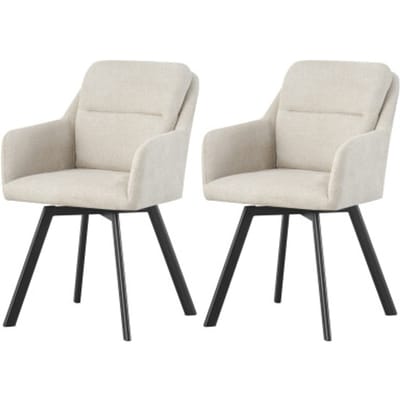 Furnilux Sophie stoel crème set 2 stuks moderne design eetkamerstoel met metalen frame