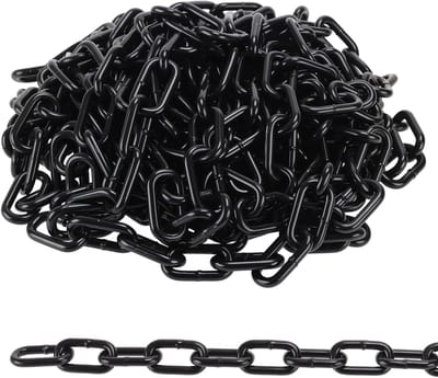 10 meter zware zwarte metalen ketting van 6 mm voor hekpoorten, garagedeuren en veiligheidssloten, ideaal voor hangstoelen en beveiliging