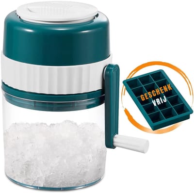 SAVI® IJscrusher - met IJsschep - Professionele Ice Crusher - 3 RVS Messen - IJsvergruizer Handmatig - Groen - 19cm x 13cm x 20cm