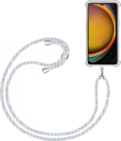 Telefoonkoord + Hoesje Geschikt voor Samsung Galaxy Xcover 7 - Lengte Verstelbaar - Telefoonketting - Shock Proof Case - Baby Blauw