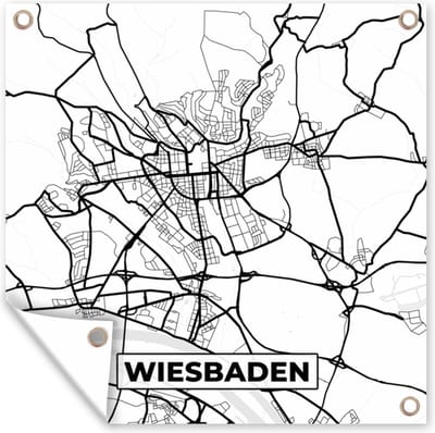 Tuin poster Wiesbaden - Kaart - Plattegrond - Stadskaart - 200x200 cm - Tuindoek