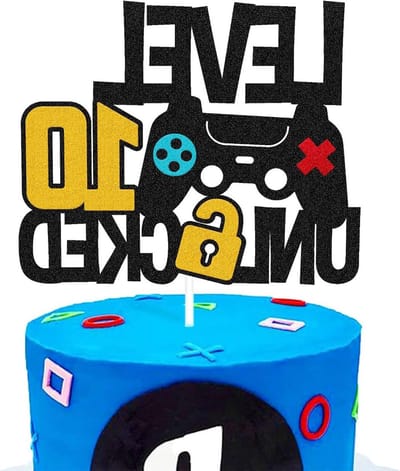 Cake Topper voor Tienjarige Verjaardag met Game Controller Thema - Perfecte Decoratie voor Video Game Feestjes en Verjaardagscake