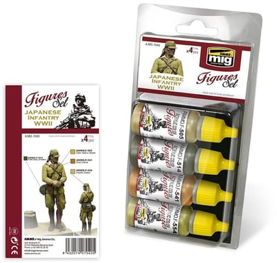 AMMO by Mig Jimenez Hobbyverf Acrylverf - MIG 7040 Japanese Infantry WWII Figures - Acryl Set Verf set - 4x 17 ml