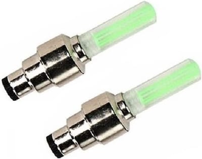 2x Fietslicht  ventiel kleur groen deluxe - wiel LED incl batterijen - ventielverlichting / ventiellampjes