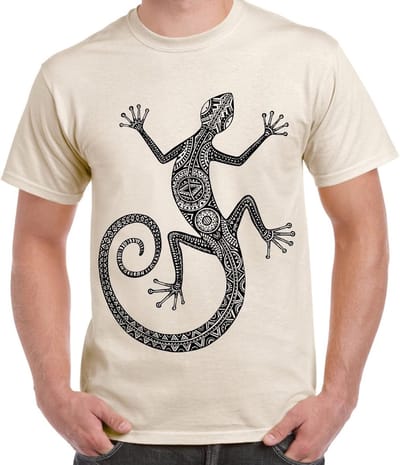 Groot Reptiel Ontwerp T-Shirt Heren - Oversized Hagedis Tatoeage Print