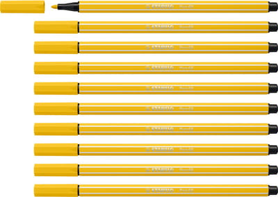 STABILO Pen 68 - Premium Viltstift - Geel - Doos 10 stuks