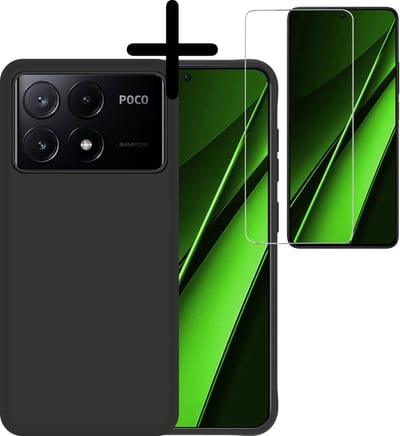Hoesje Met Screenprotector - Geschikt voor Xiaomi Poco X6 Pro 5G - Sterk & Shockproof - Back Cover - Siliconen Case - Telefoon Hoes - Zwart