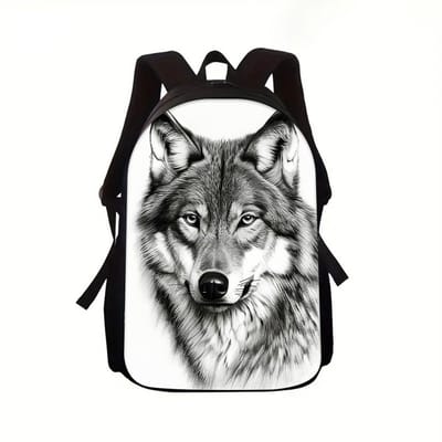 Rugzak wolf | stoere tas voor school | Witte Wolf | 15 - 20 liter | Schooltas voor kinderen | Mooie rugzak, de perfecte tas voor jongens en meisjes