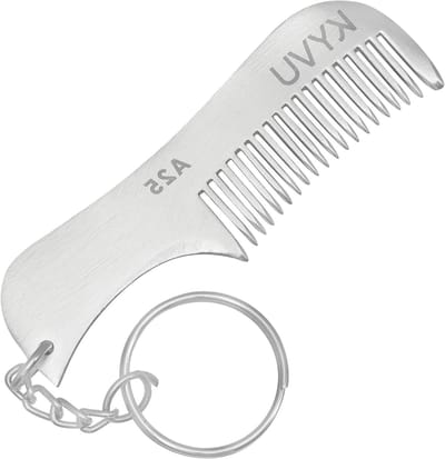 Snor en Baardkam - Gezichtsbeharing Styling - Dagelijkse Verzorging - Handgemaakt Aluminium - 7.5 cm Compact - Zilver