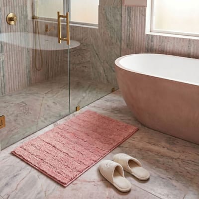 FLOORDIREKT Badmat - Douchemat - Badkamermat - Shine - Roze - 50 x 80 cm