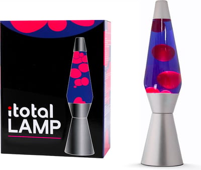 i-Total Lavalamp - Lava Lamp - Sfeerlamp - 40x11 cm - Glas/Aluminium - 30W - Paars met roze Lava - Zilvergrijs - XL2343